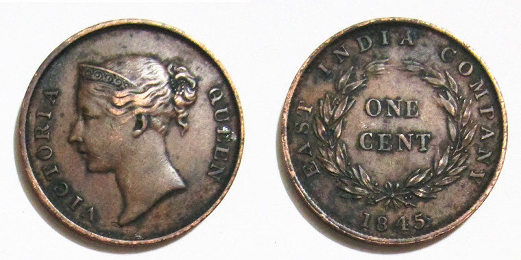 East India Company 1845 One Cent