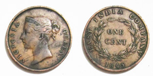 East India Company 1845 One Cent