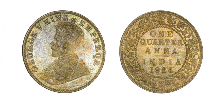 George V King, One Quarter Anna-1924 # lots 2