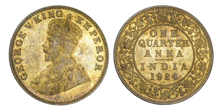 George V King, One Quarter Anna-1924 # lots 5