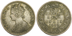  Victoria Empress- One Quarter Anna- 1882 # lots 21