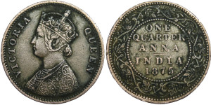 Victoria Empress, One Quarter Anna -1875 # lots 3