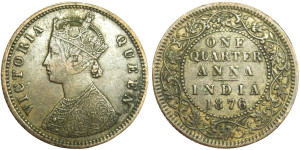 Victoria Empress, One Quarter Anna -1876 # lots 4