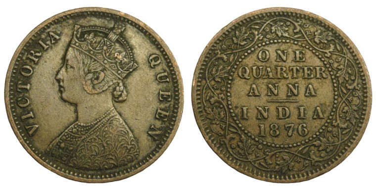 Victoria Empress, One Quarter Anna -1876 # lots 6