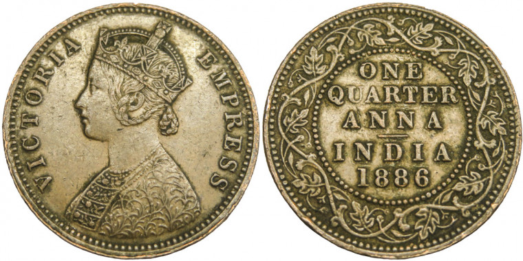 Victoria Empress, One Quarter Anna -1886 # lots 3