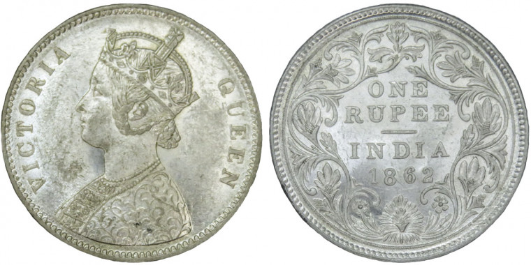 Victoria Queen, One Rupee-1862