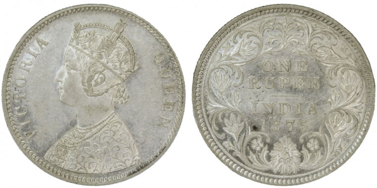 Victoria Queen, One Rupee -1875 # lots 1