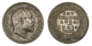 George VII King, One Quarter Anna - 1908 