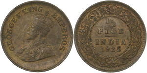 George V King, ½ PICE -1925 (BRONZE)