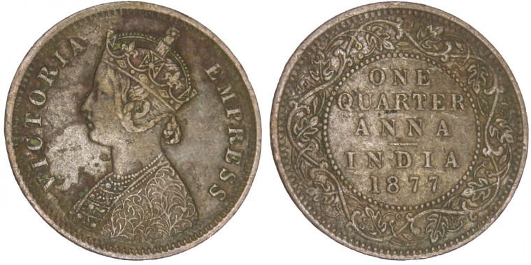 Victoria Empress, One Quarter Anna -1877 # lots 7