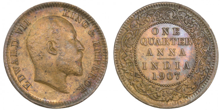 Edward VII, One Quarter Anna - 1907 # lots 2