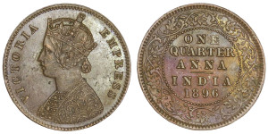 Victoria Empress, One Quarter Anna-1896 # lots 6