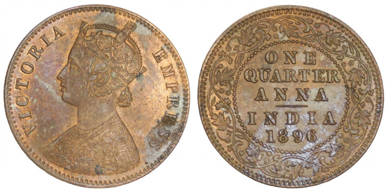 Victoria Empress, One Quarter Anna-1896 # lots 8