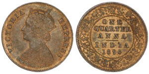 Victoria Empress, One Quarter Anna-1896 # lots 9