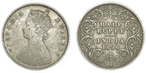 Victoria Empress, Half Rupee- 1896 # lots 3