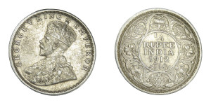 George V, 1/4 Rupee - 1912 # lots 4