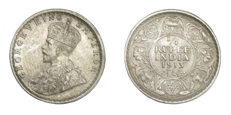 George V, 1/4 Rupee - 1913 # lots 10