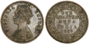 Victoria Empress, One Quarter Anna -1883 # lots 13