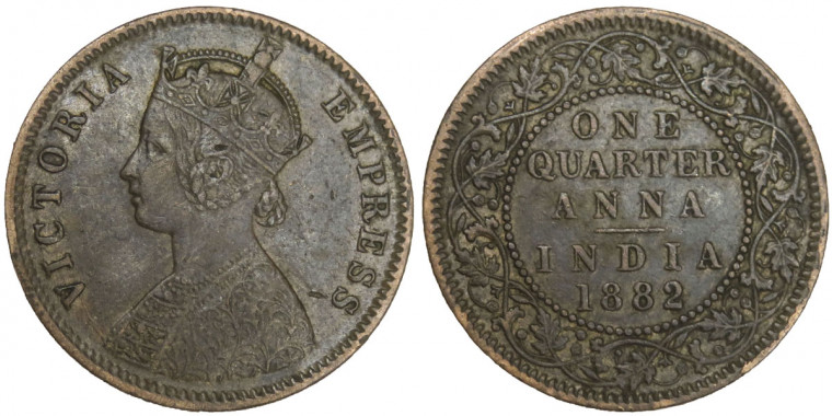 Victoria Empress, One Quarter Anna -1882 # lots 15