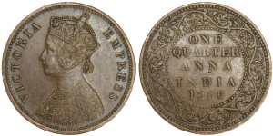 Victoria Empress, One Quarter Anna -1886 # lots 5