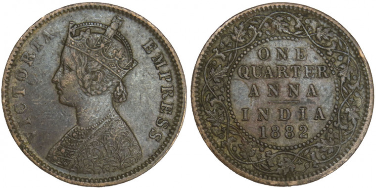 Victoria Empress, One Quarter Anna -1882 # lots 14