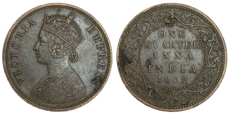 Victoria Empress, One Quarter Anna -1882 # lots 13