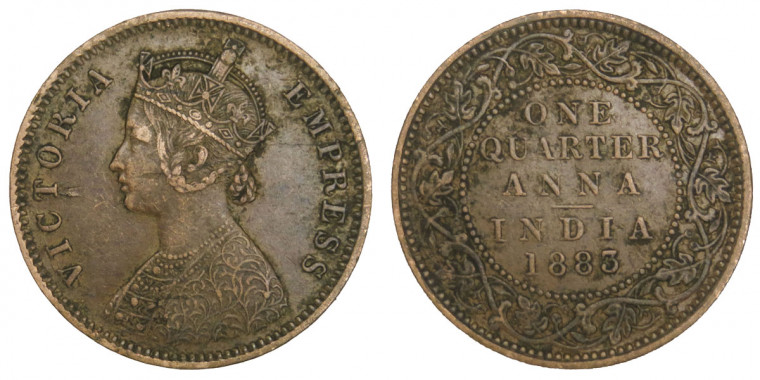 Victoria Empress, One Quarter Anna -1883 # lots 7