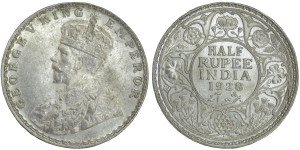 George V King, Half Rupee -1928 # lots 2