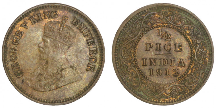 George V King, ½ PICE 1912 # lots 2