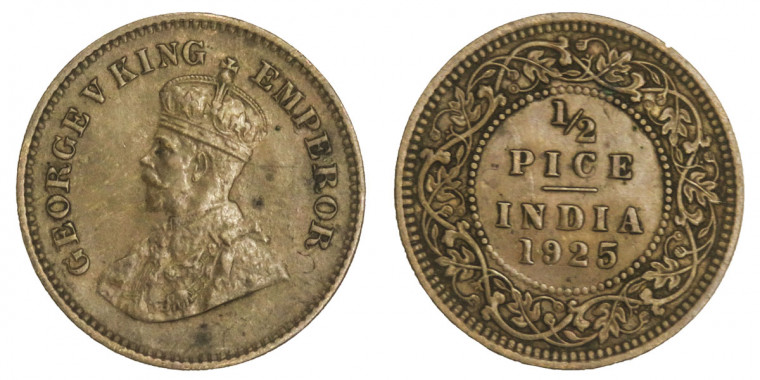 George V King, ½ PICE - 1925 # lots 4