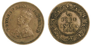 George V King, ½ PICE -1918 # lots 2