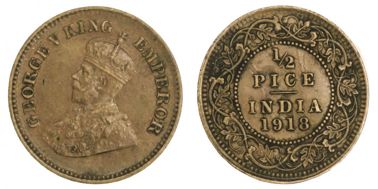 George V King, ½ PICE -1918 # lots 2