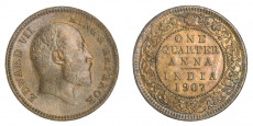 Edward VII king, One Quarter Anna - 1907 # lots 4