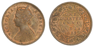 Victoria Empress, One Quarter Anna - 1882 # lots 17