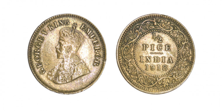 George V King, ½ PICE -1918 # lots 4