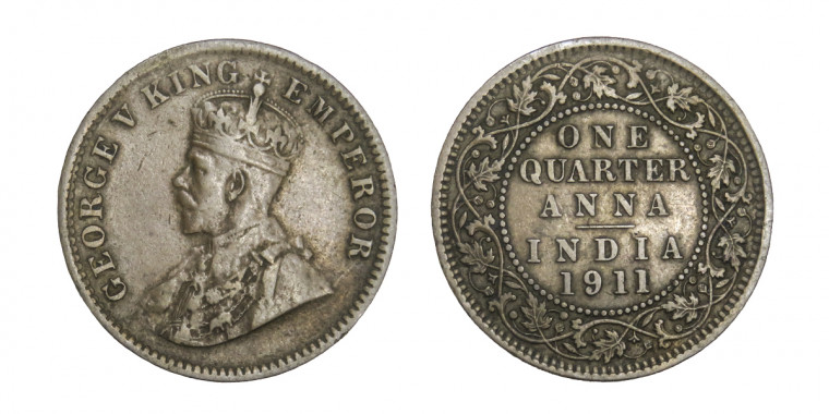 George V King, One Quarter Anna -1911