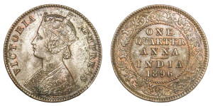 Victoria Empress, One Quarter Anna-1896 # lots 3