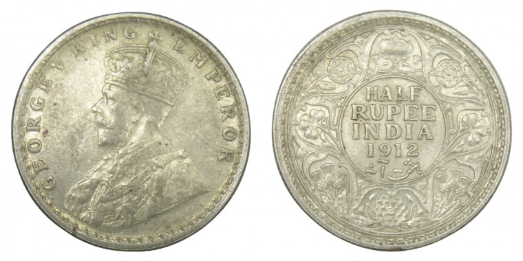 George V King Emperor, Half Rupee - 1912