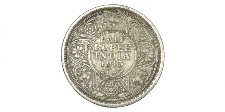 George V King Emperor, Half Rupee - 1913