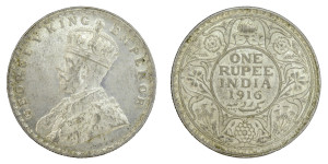 George V King Emperor, One Rupee - 1916