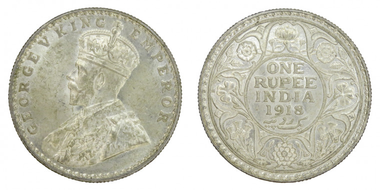 George V King Emperor, One Rupee - 1918