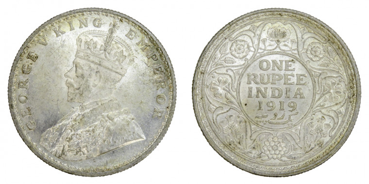 George V King Emperor, One Rupee - 1919