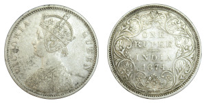 Victoria Queen, One Rupee - 1874 # Lot 3