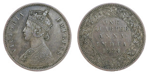 Victoria Empress, One Quarter Anna - 1884 # Lot 7