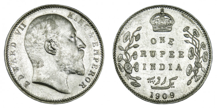 Edward VII King & Emperor, One Rupee - 1909 # Lot 2