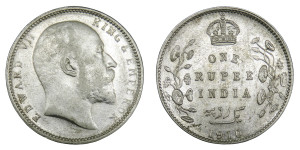 Edward VII King & Emperor, One Rupee - 1910