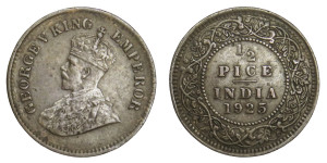 George V King Emperor, 1/2 Pice - 1925 # Lot 2