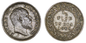 Edward VII King & Emperor, 1/2 Pice - 1909