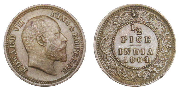 Edward VII King & Emperor, 1/2 Pice - 1904 # Lot 2