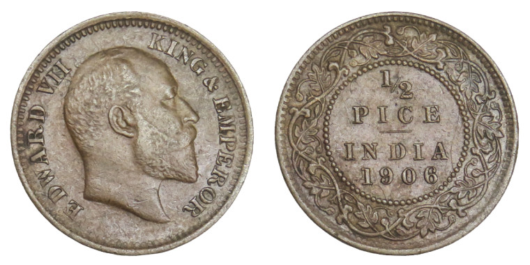 Edward VII King & Emperor, 1/2 Pice - 1906 # Lot 2